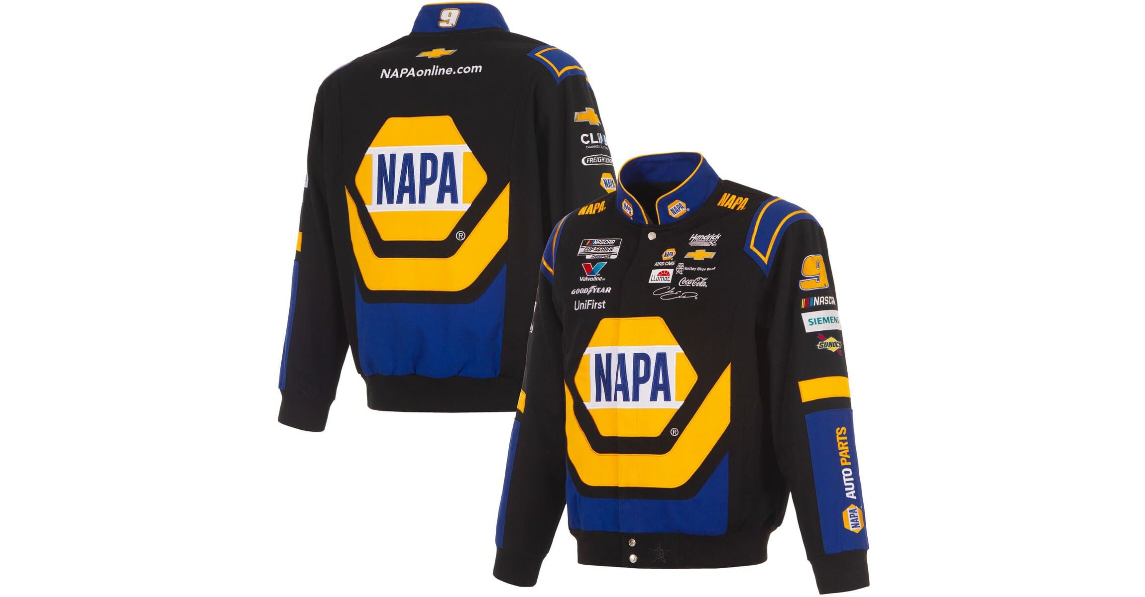 NASCAR Black/Royal Chase Elliott NAPA Full-Snap Twill Uniform Jacket