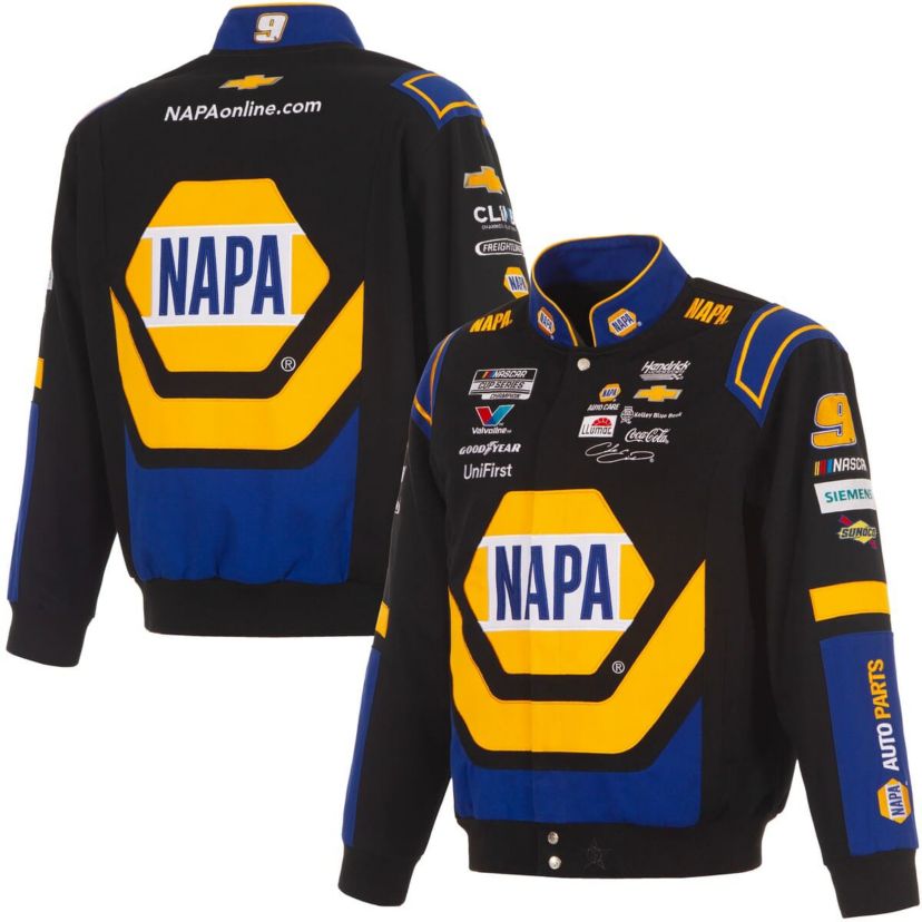 NASCAR Black/Royal Chase Elliott NAPA Full-Snap Twill Uniform Jacket