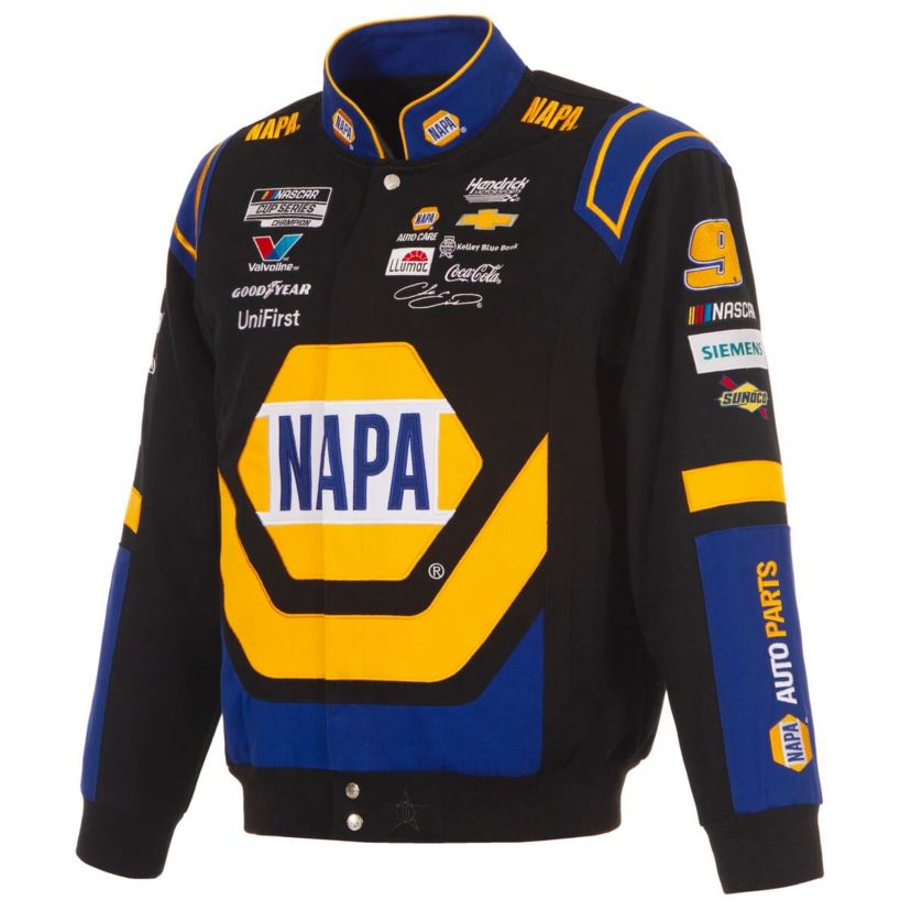 NASCAR Black/Royal Chase Elliott NAPA Full-Snap Twill Uniform Jacket