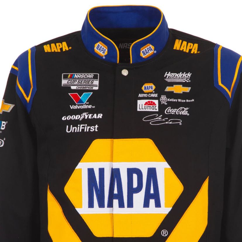 NASCAR Black/Royal Chase Elliott NAPA Full-Snap Twill Uniform Jacket