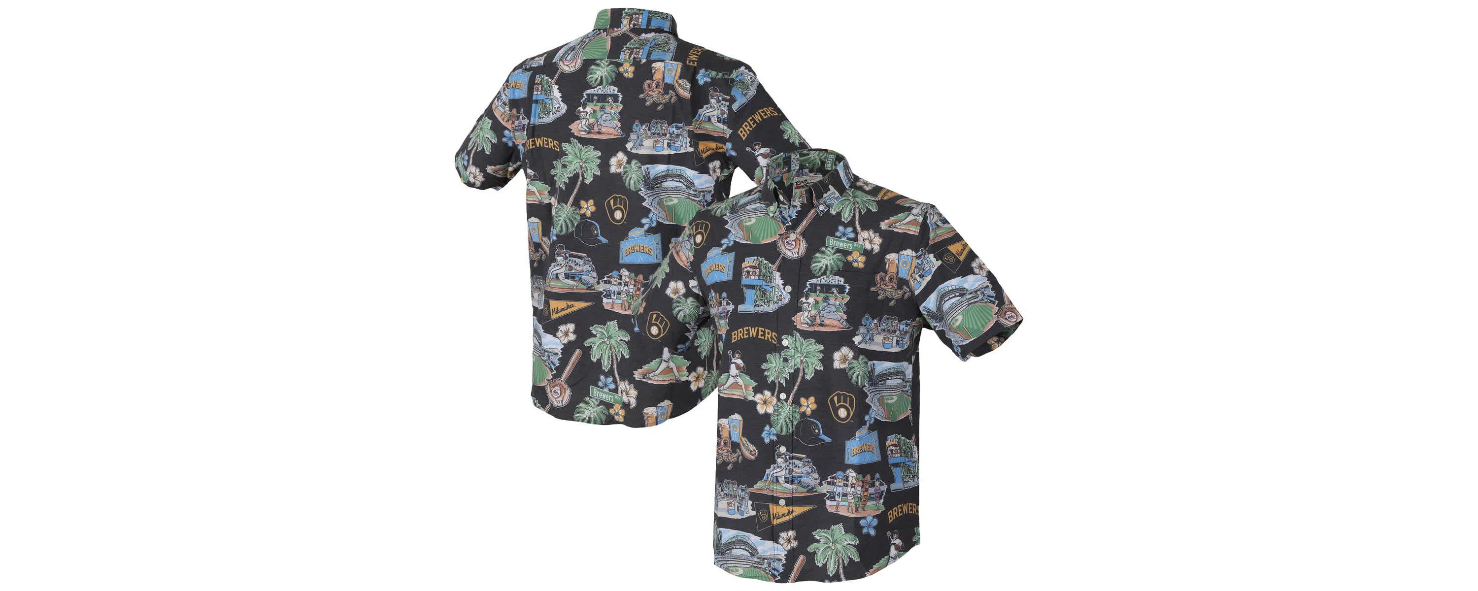 MLB Milwaukee Brewers Scenic Tri-Blend Button-Down Shirt