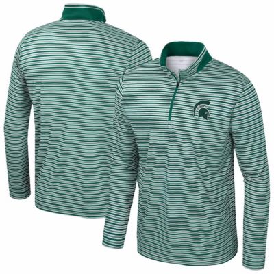 Colosseum Men's NCAA Michigan State Spartans Striped Quarter-Zip Top, Green, 2XL