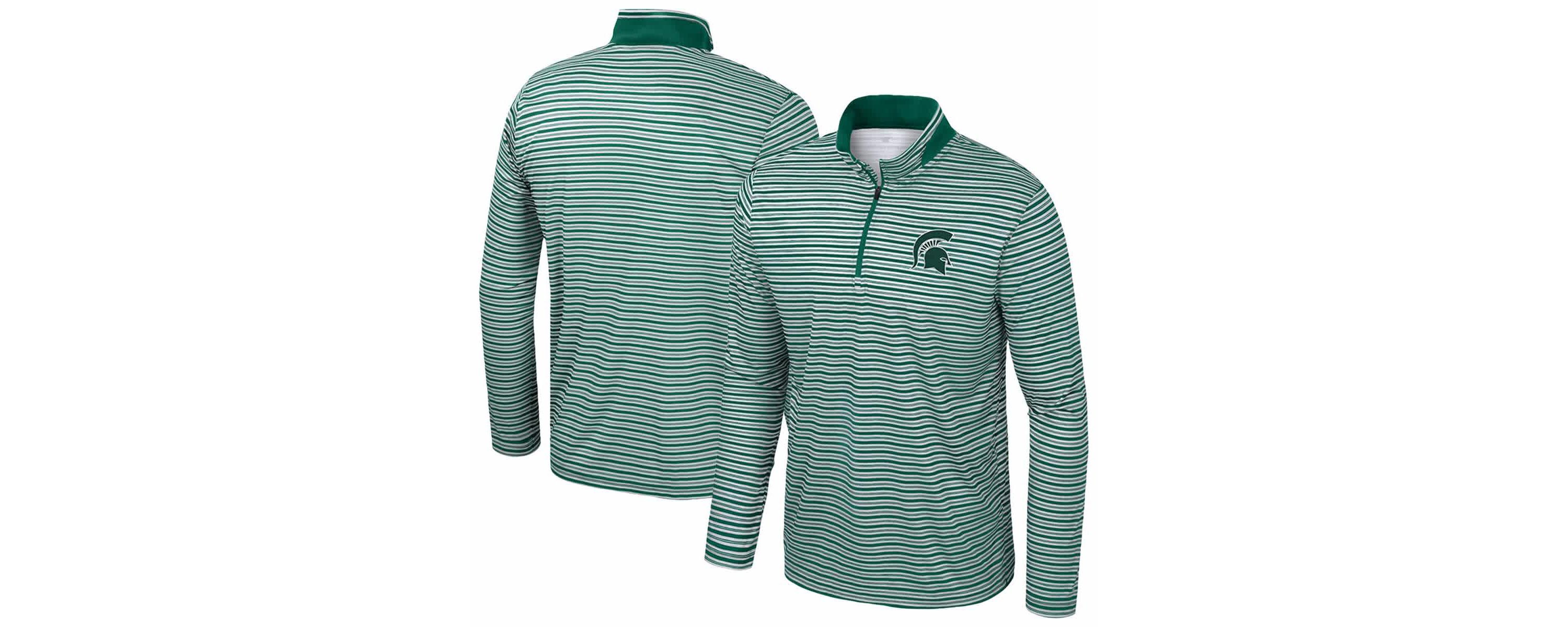 NCAA Michigan State Spartans Striped Quarter-Zip Top