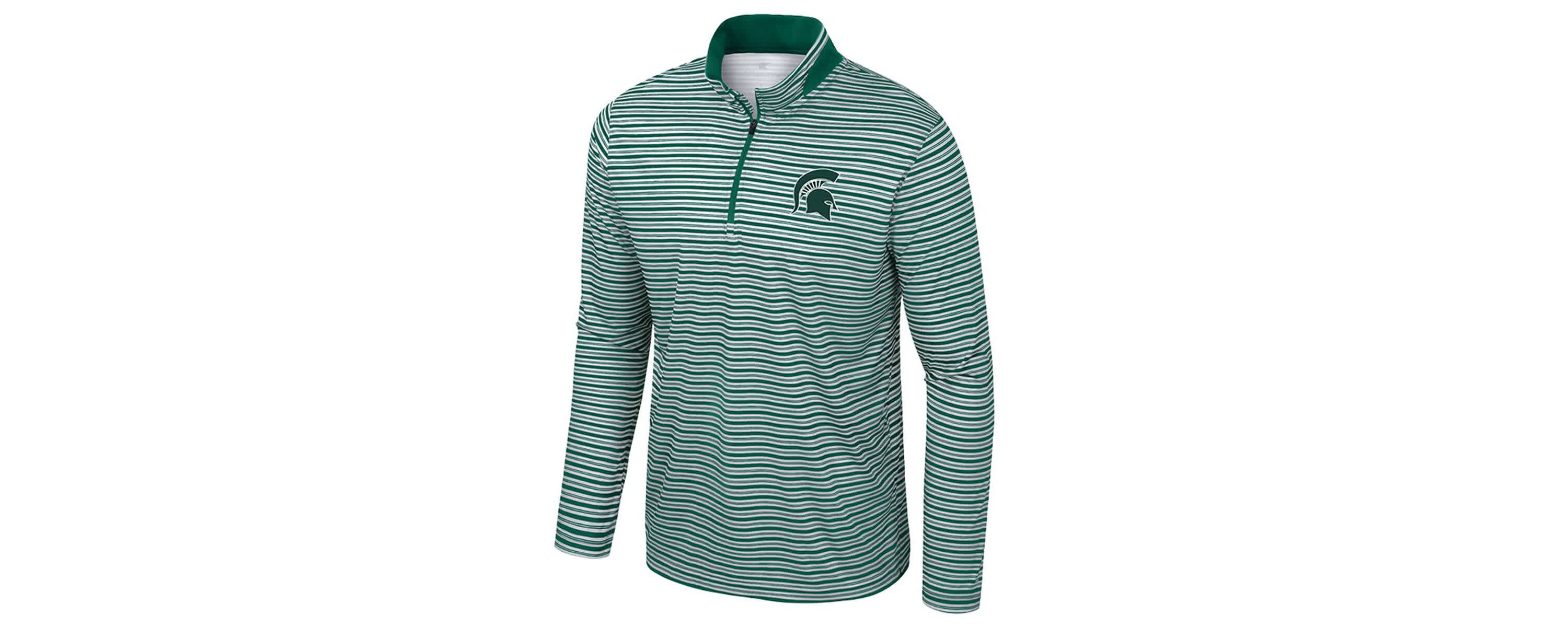 NCAA Michigan State Spartans Striped Quarter-Zip Top