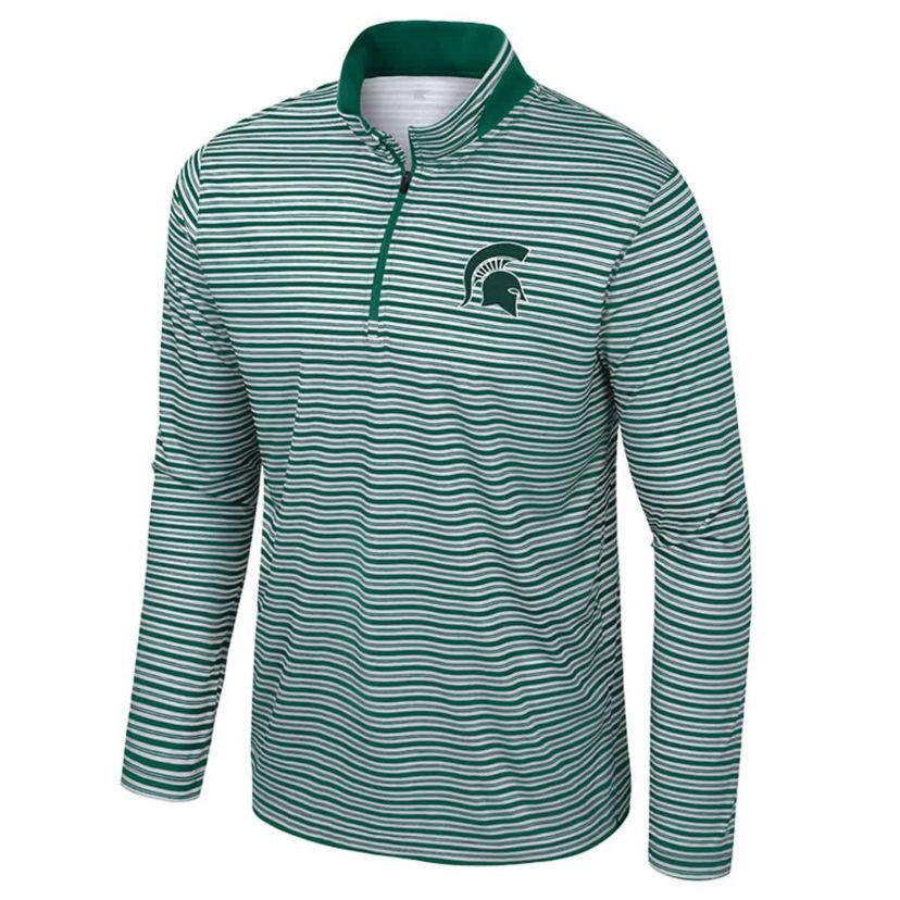 NCAA Michigan State Spartans Striped Quarter-Zip Top