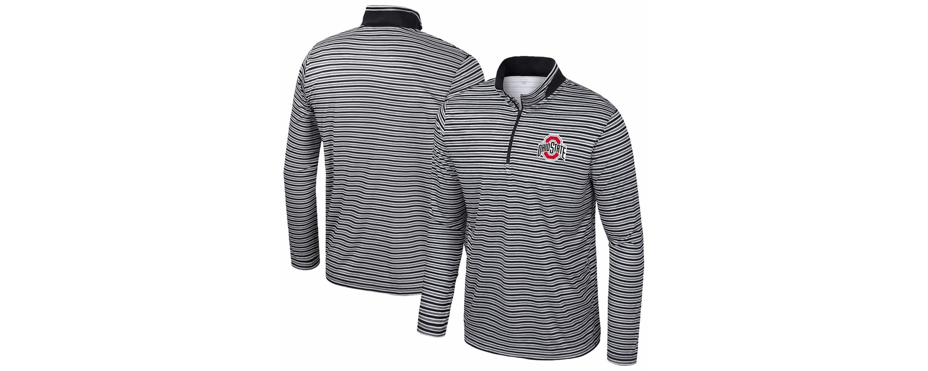 NCAA Ohio State Buckeyes Striped Quarter-Zip Top