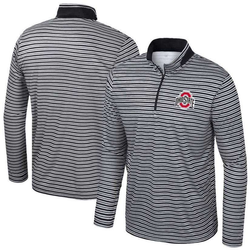 NCAA Ohio State Buckeyes Striped Quarter-Zip Top