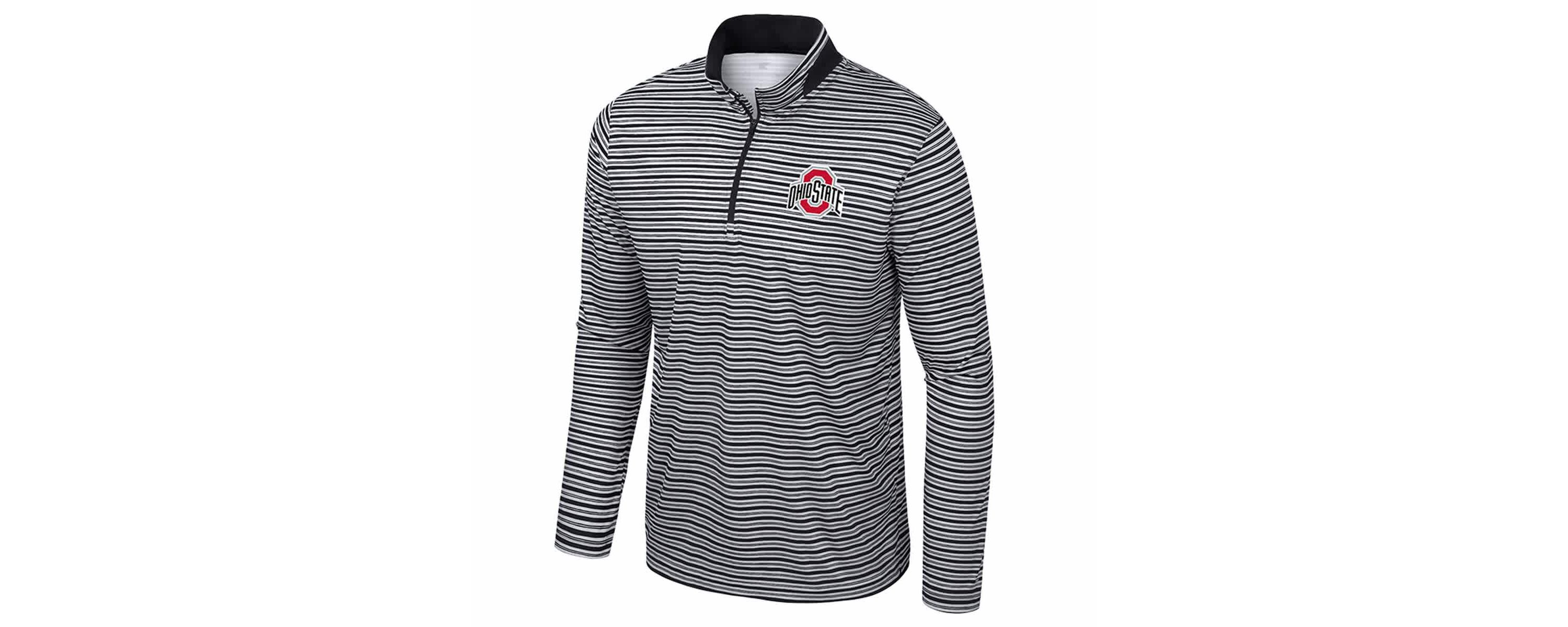 NCAA Ohio State Buckeyes Striped Quarter-Zip Top