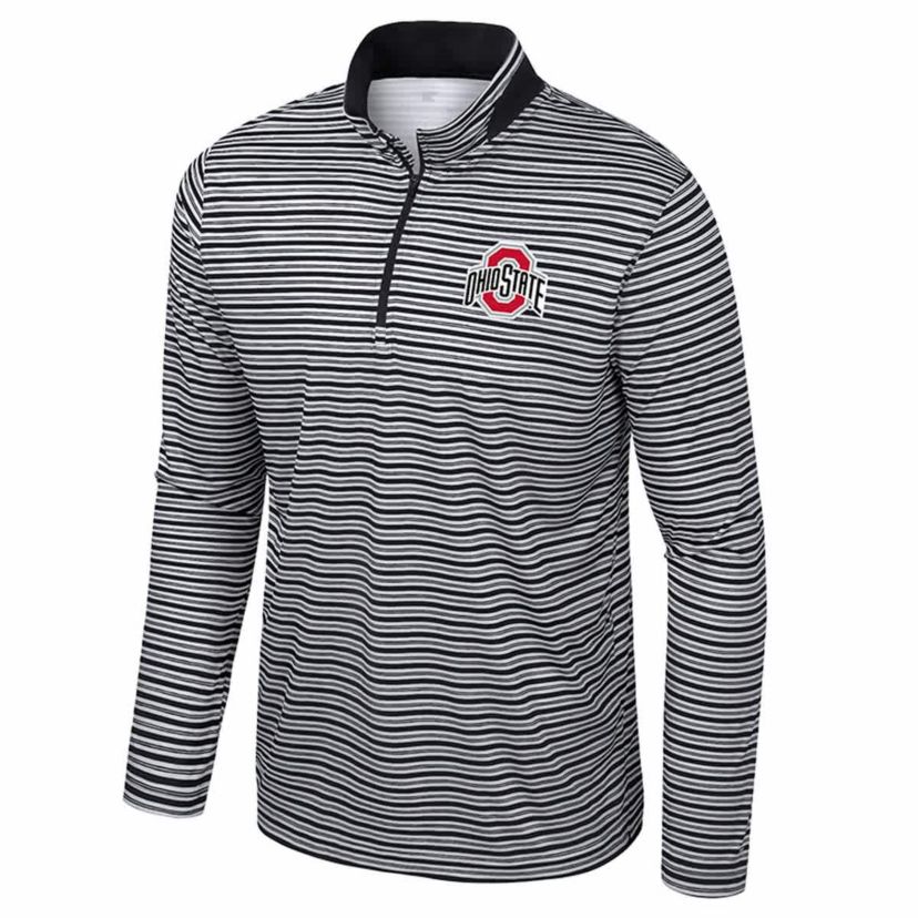 NCAA Ohio State Buckeyes Striped Quarter-Zip Top