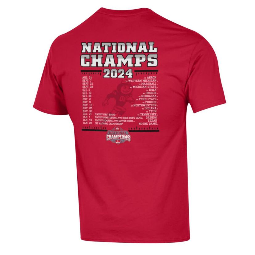 NCAA Ohio State Buckeyes NCAA Football Playoff 2024 National s Schedule T-Shirt