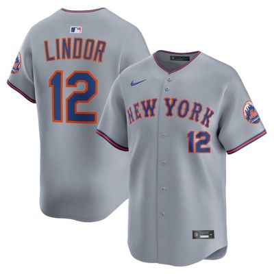 Men's MLB Nike Francisco Lindor New York Mets Road Limited Player Jersey
