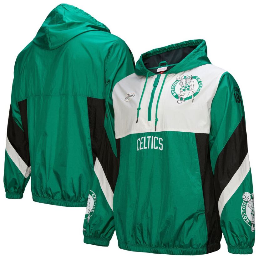 NBA Kelly Boston Celtics Hardwood Classics Team Origins Anorak Quarter-Zip Windbreaker Jacket