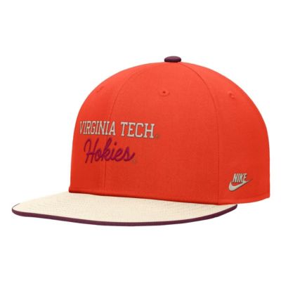 Men's NCAA Nike Virginia Tech Hokies Vintage Script Pro Dri-FIT Snapback Hat, Orange, Medium