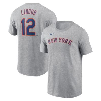 Men's MLB Nike Francisco Lindor New York Mets Fuse Name & Number T-Shirt, Gray, 2XL