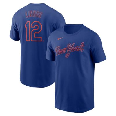 Men's MLB Nike Francisco Lindor New York Mets Fuse Name & Number T-Shirt