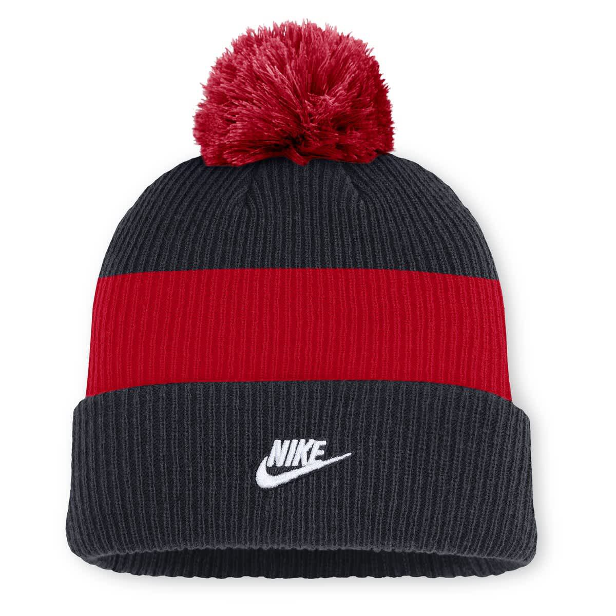 Boston Red Sox MLB Nike Navy/Red Boston Sox Cooperstown Collection Peak Standard Cuffed Knit Hat with Pom