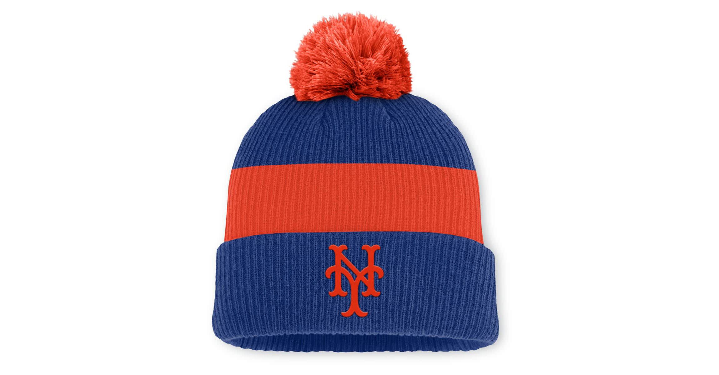 MLB Nike Royal/Orange New York Mets Cooperstown Collection Peak Standard Cuffed Knit Hat with Pom