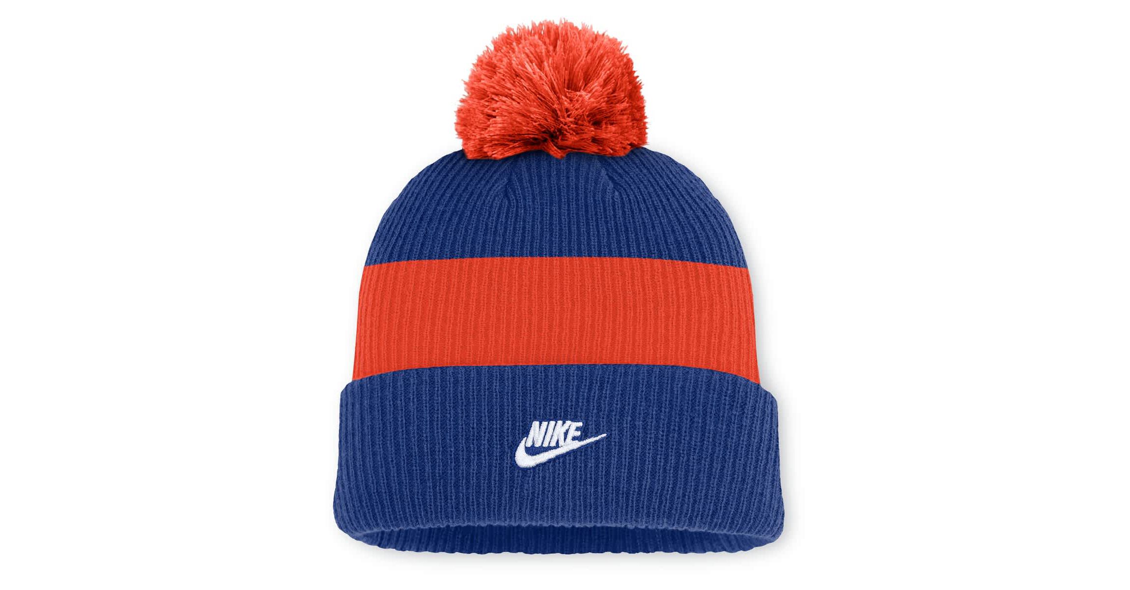 MLB Nike Royal/Orange New York Mets Cooperstown Collection Peak Standard Cuffed Knit Hat with Pom