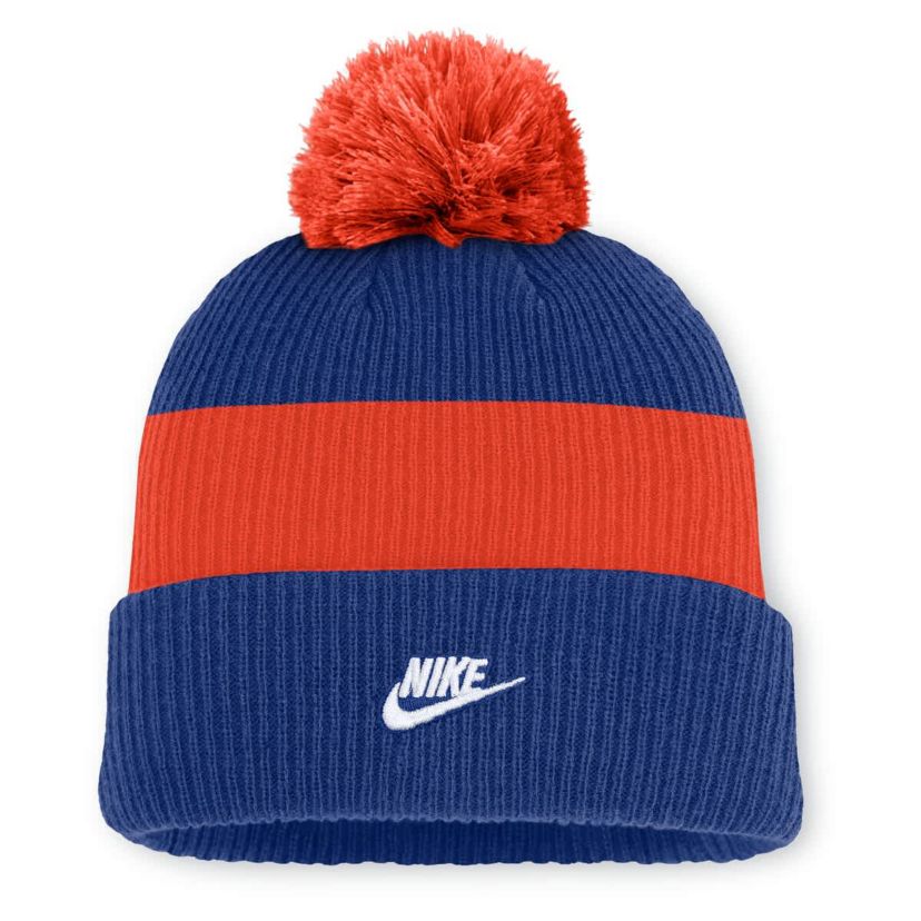 MLB Nike Royal/Orange New York Mets Cooperstown Collection Peak Standard Cuffed Knit Hat with Pom
