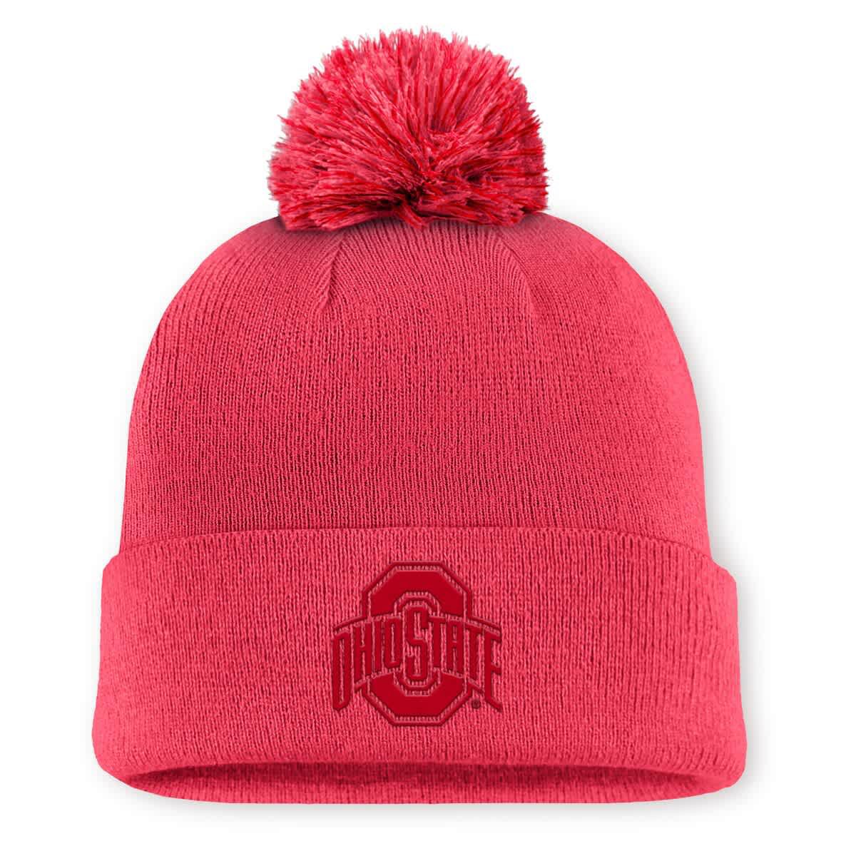 NCAA Nike Ohio State Buckeyes Primetime Peak Campus Cuffed Knit Hat with Pom