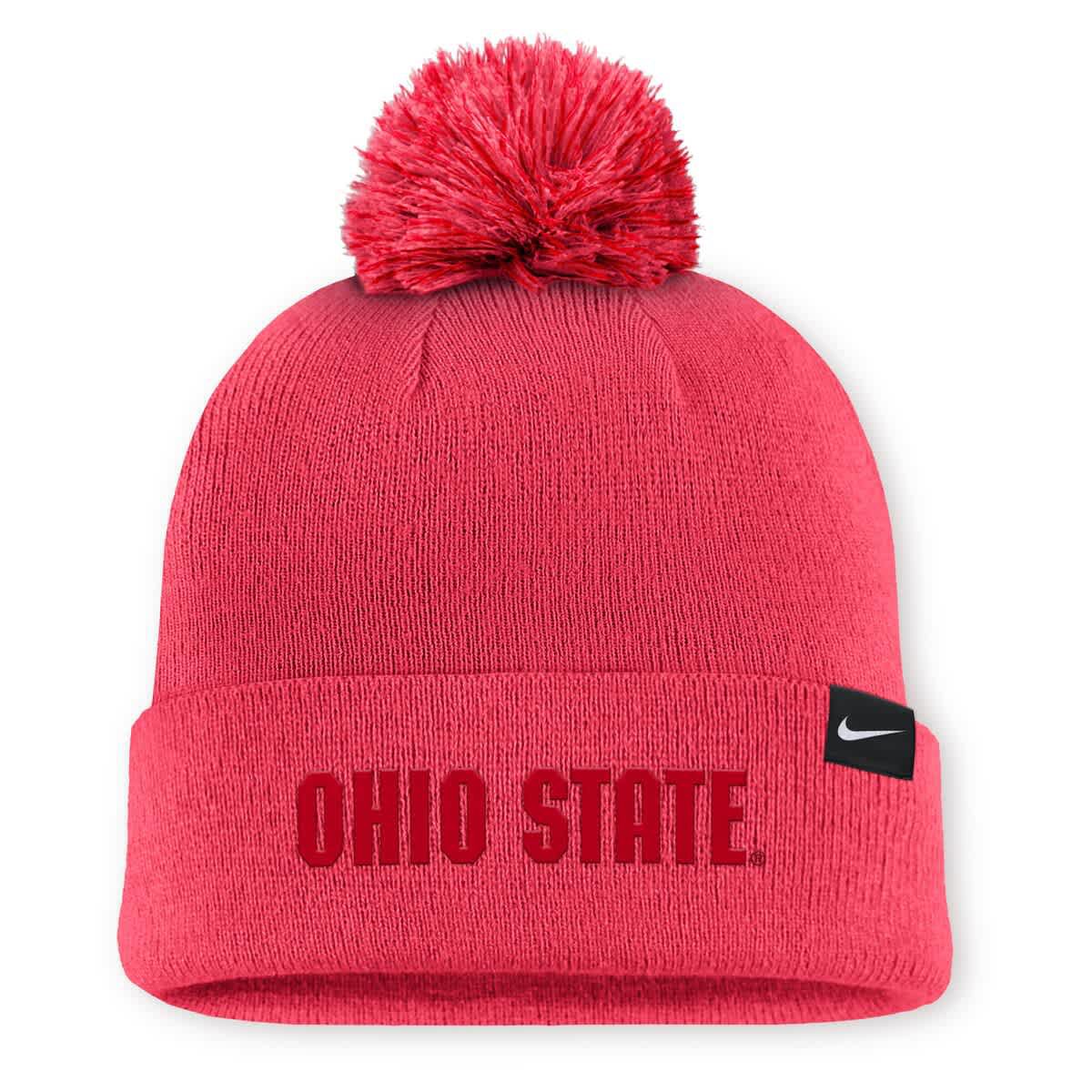 NCAA Nike Ohio State Buckeyes Primetime Peak Campus Cuffed Knit Hat with Pom