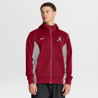 Men's Alabama Crimson Tide NCAA Nike Crimson/Gray Alabama Tide Courtside Game Dri-FIT Full-Zip Hooded Jacket, 2XL