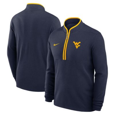 Men's NCAA Nike West Virginia Mountaineers Courtside Victory Dri-FIT Half-Zip Pullover, Navy Blue, 2XL