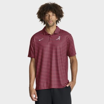 Men's Alabama Crimson Tide NCAA Nike Alabama Tide 2025 Coaches Premium Tour Stripe Dri-FIT Polo, 2XL