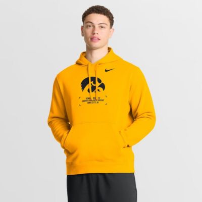 Men's NCAA Nike Iowa Hawkeyes Basketball Two-Hit Club Fleece Pullover Hoodie