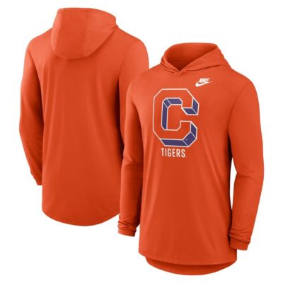 Men's NCAA Nike Clemson Tigers Legacy Tri-Blend Dri-FIT Long Sleeve Hoodie T-Shirt, Orange, XL