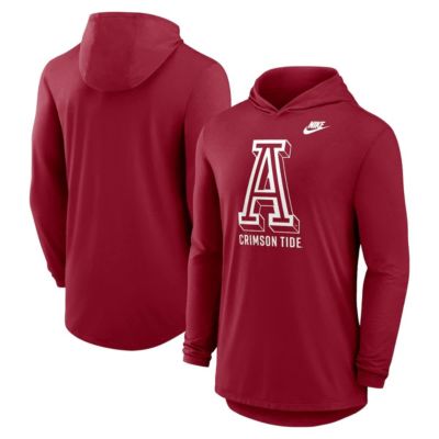 Men's Alabama Crimson Tide NCAA Nike Alabama Tide Legacy Tri-Blend Dri-FIT Long Sleeve Hoodie T-Shirt, Large