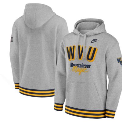 Men's NCAA Nike West Virginia Mountaineers Legacy Retro Pullover Hoodie, Gray, Small