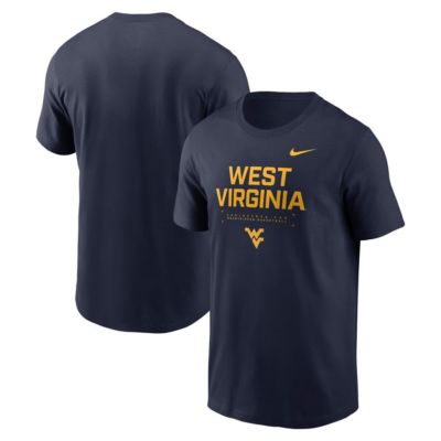Men's NCAA Nike West Virginia Mountaineers 2025 Courtside Basketball Performance T-Shirt, Navy Blue, 2XL