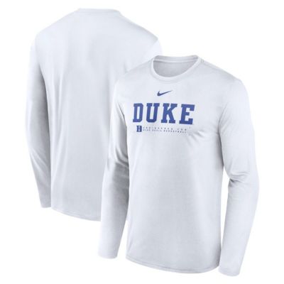 Men's Duke Blue Devils NCAA Nike Duke Devils 2025 Courtside Basketball Shootaround Legend Dri-FIT Long Sleeve T-Shirt, White, 2XL