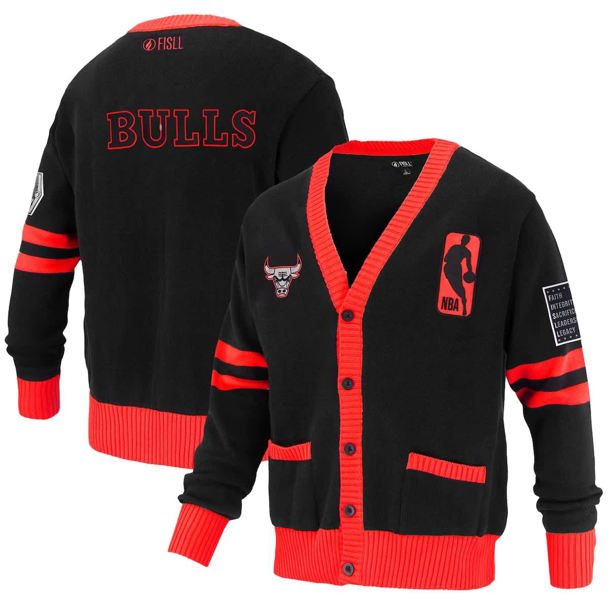 NBA Unisex Chicago Bulls Logoman Shadow Collection Full-Button Cardigan Sweater