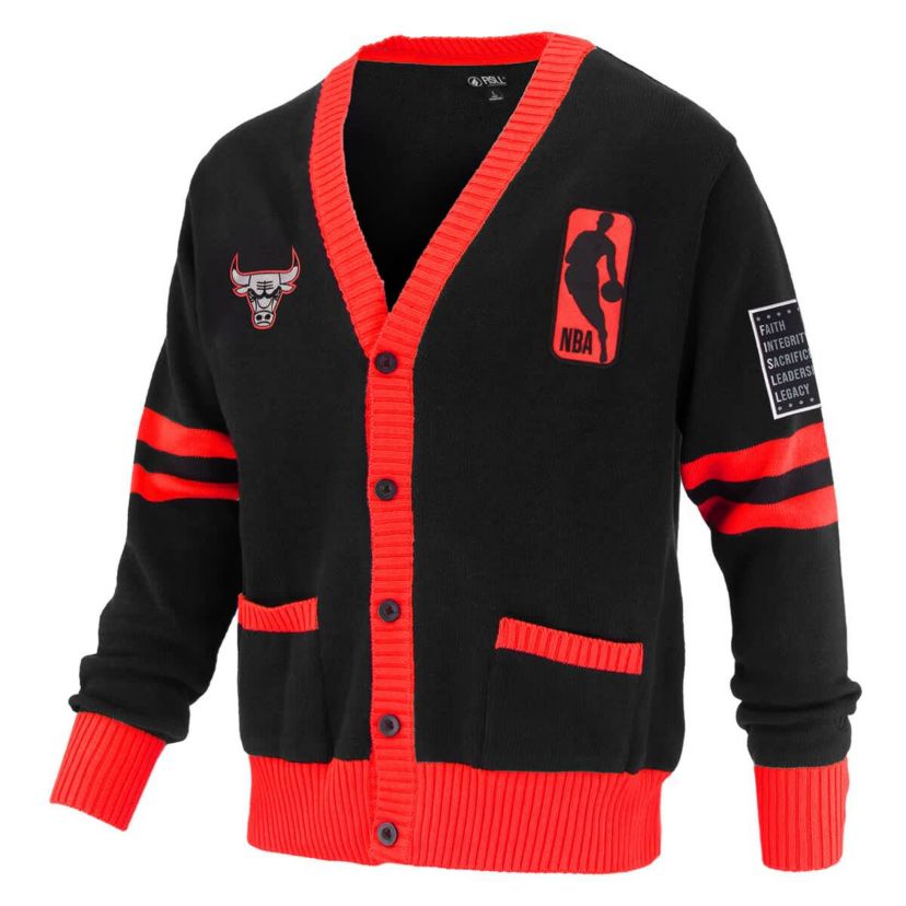 NBA Unisex Chicago Bulls Logoman Shadow Collection Full-Button Cardigan Sweater