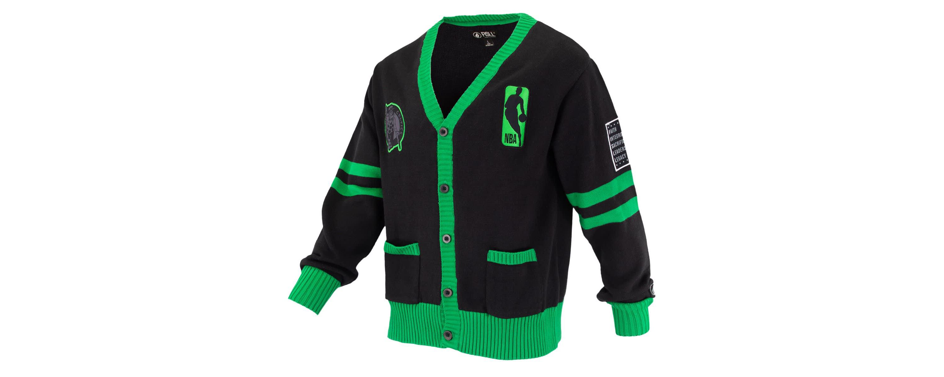NBA Unisex Boston Celtics Logoman Shadow Collection Full-Button Cardigan Sweater