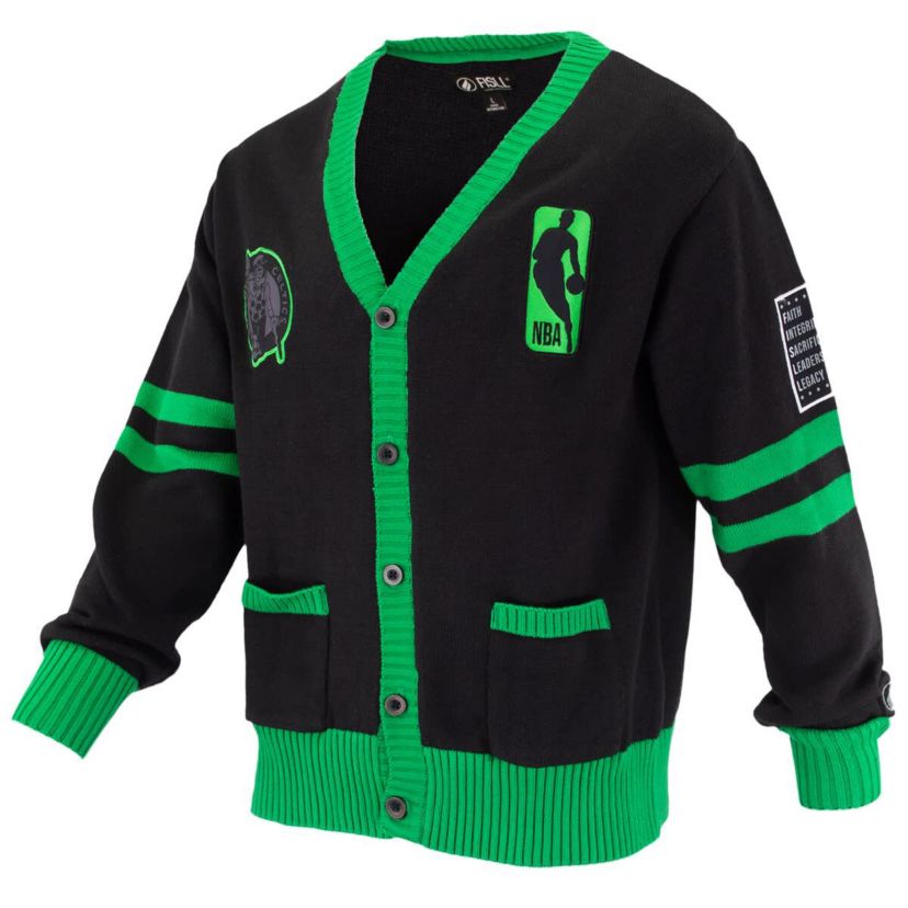 NBA Unisex Boston Celtics Logoman Shadow Collection Full-Button Cardigan Sweater