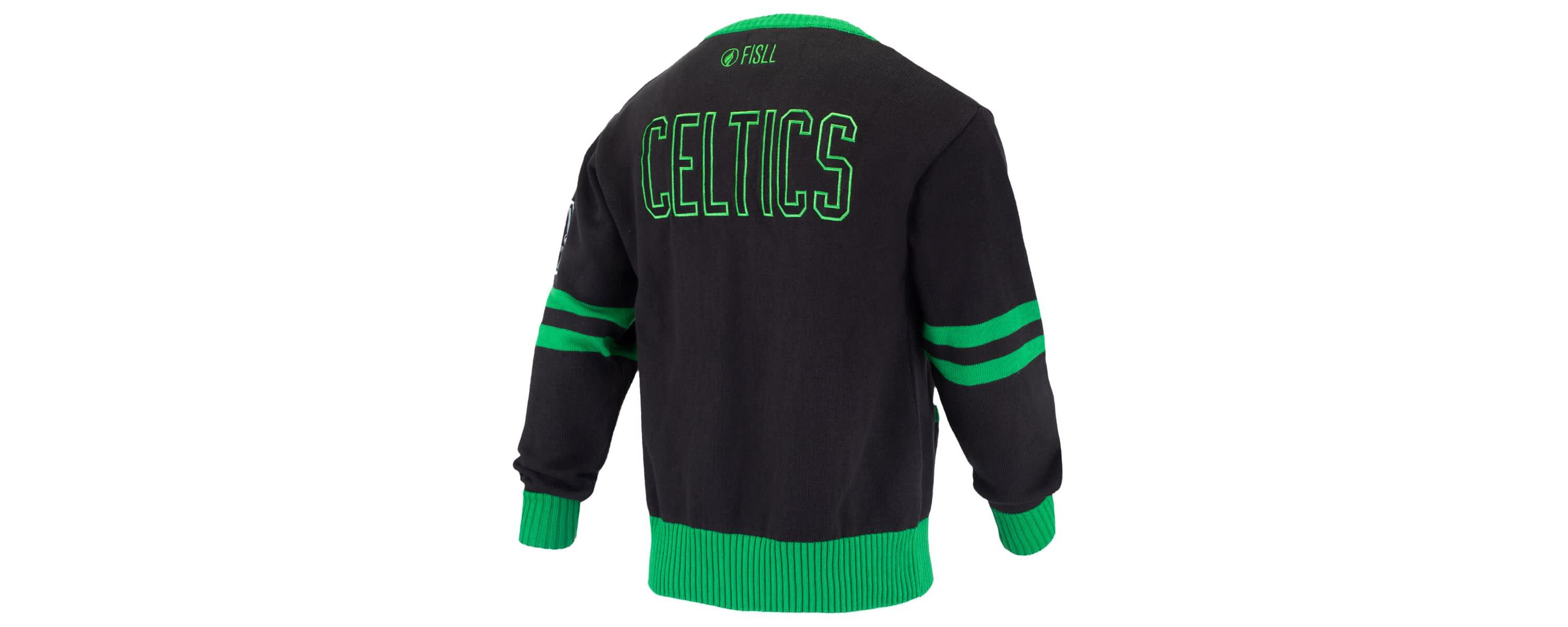 NBA Unisex Boston Celtics Logoman Shadow Collection Full-Button Cardigan Sweater