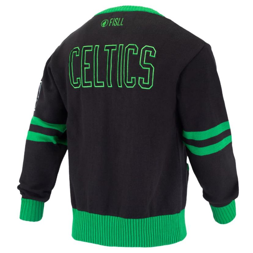 NBA Unisex Boston Celtics Logoman Shadow Collection Full-Button Cardigan Sweater