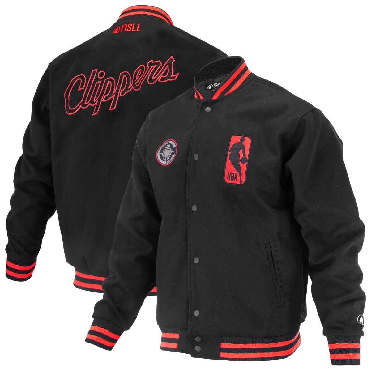 Los Angeles Clippers NBA Unisex LA Clippers Logoman Shadow Collection Full-Snap Varsity Jacket