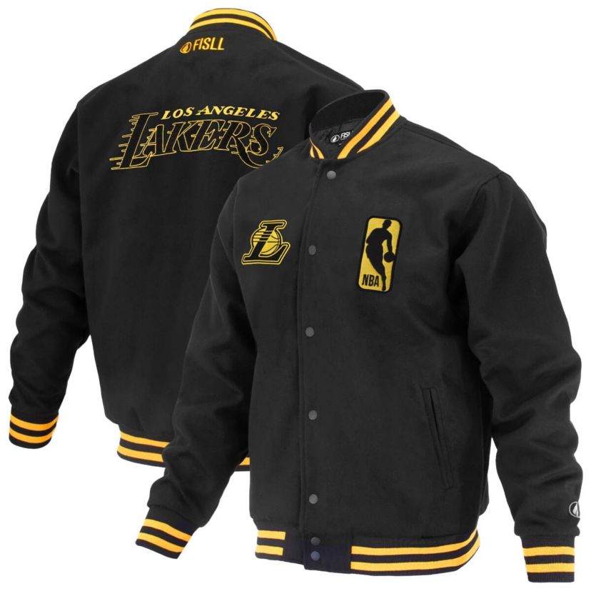 NBA Unisex Los Angeles Lakers Logoman Shadow Collection Full-Snap Varsity Jacket