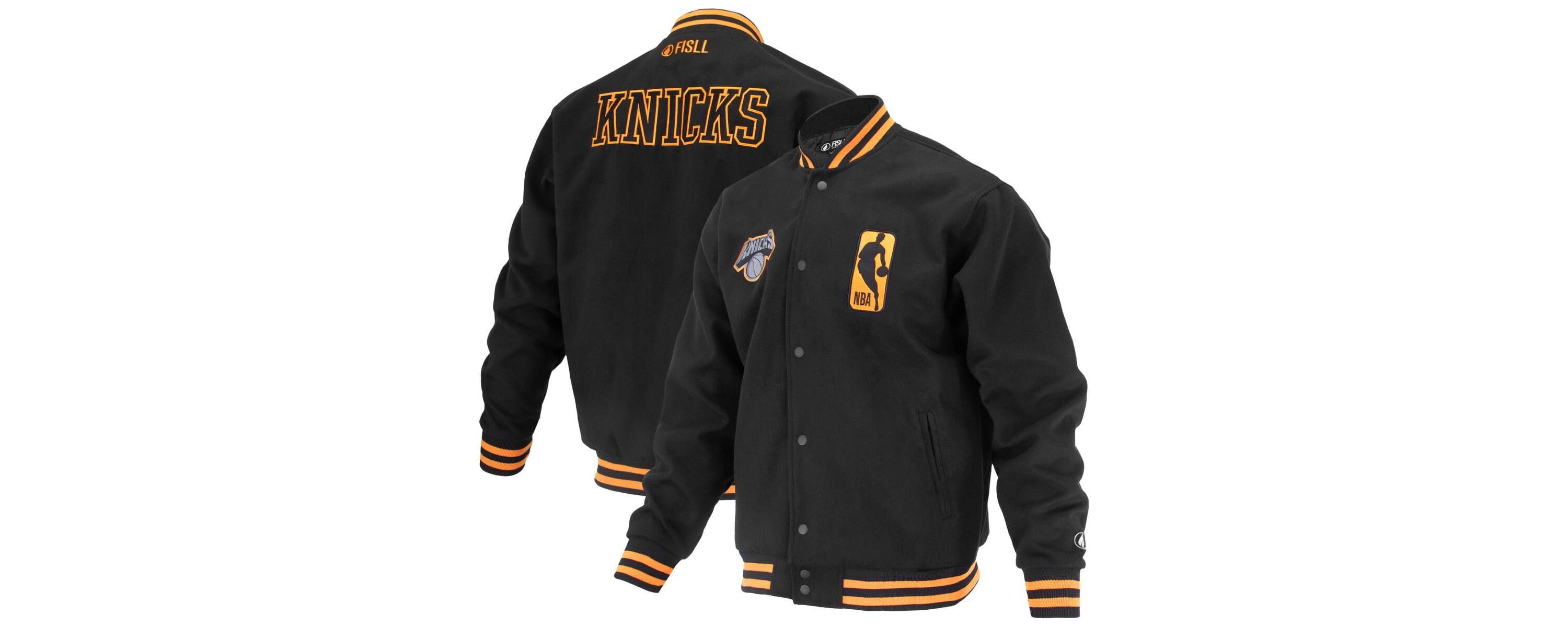 NBA Unisex New York Knicks Logoman Shadow Collection Full-Snap Varsity Jacket