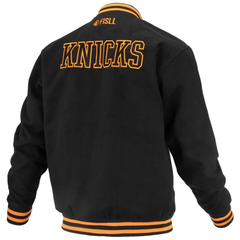 NBA Unisex New York Knicks Logoman Shadow Collection Full-Snap Varsity Jacket