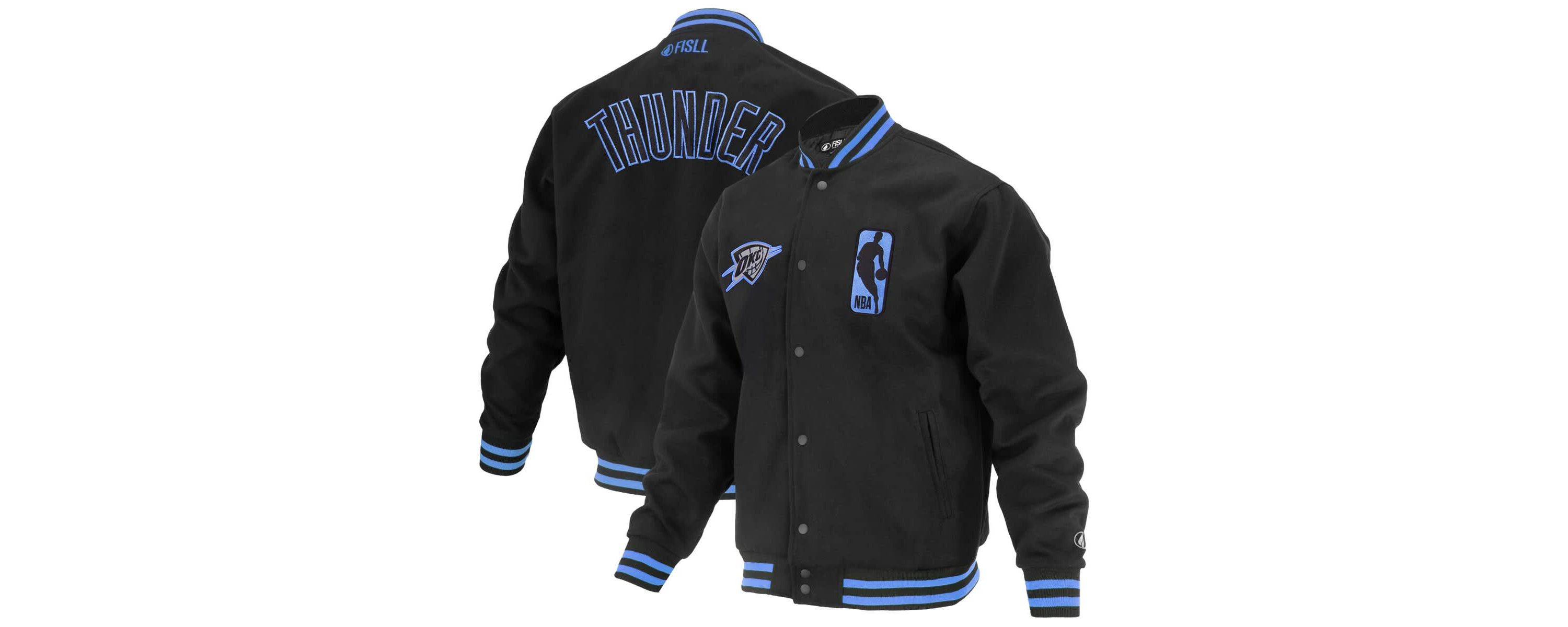 NBA Unisex Oklahoma City Thunder Logoman Shadow Collection Full-Snap Varsity Jacket