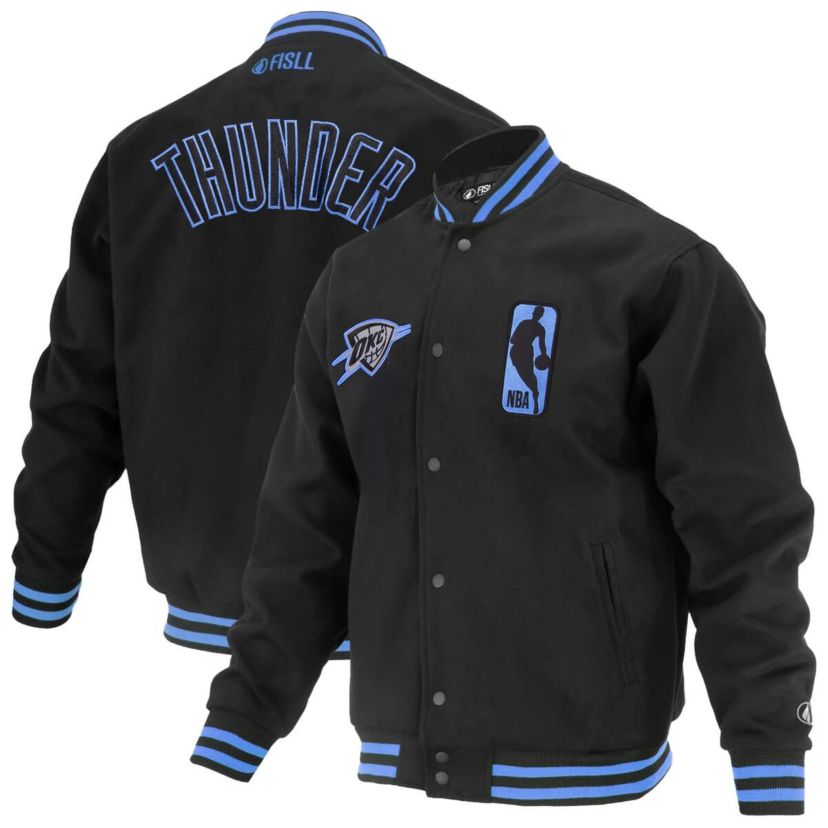 NBA Unisex Oklahoma City Thunder Logoman Shadow Collection Full-Snap Varsity Jacket