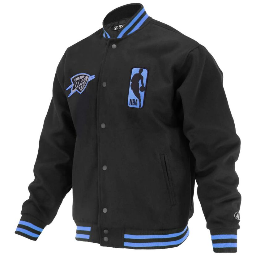 NBA Unisex Oklahoma City Thunder Logoman Shadow Collection Full-Snap Varsity Jacket