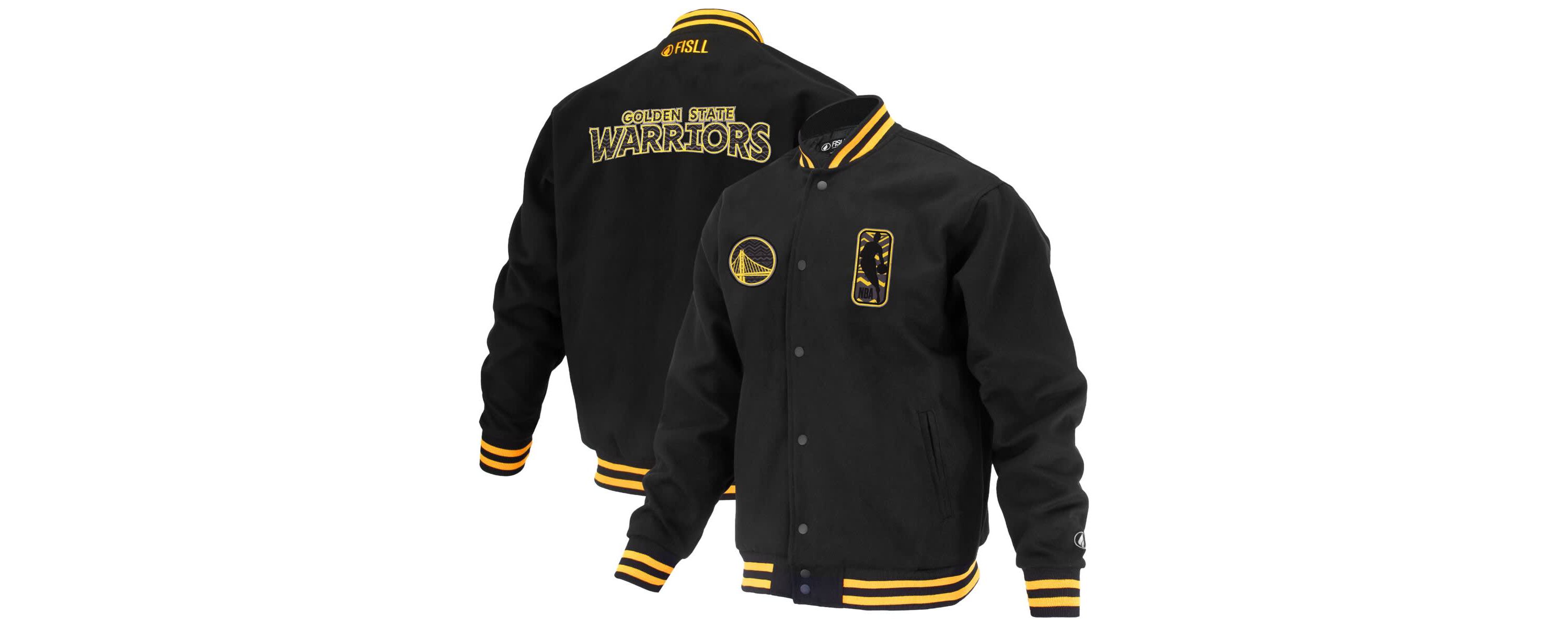 NBA Unisex Golden State Warriors Logoman Shadow Collection Full-Snap Varsity Jacket