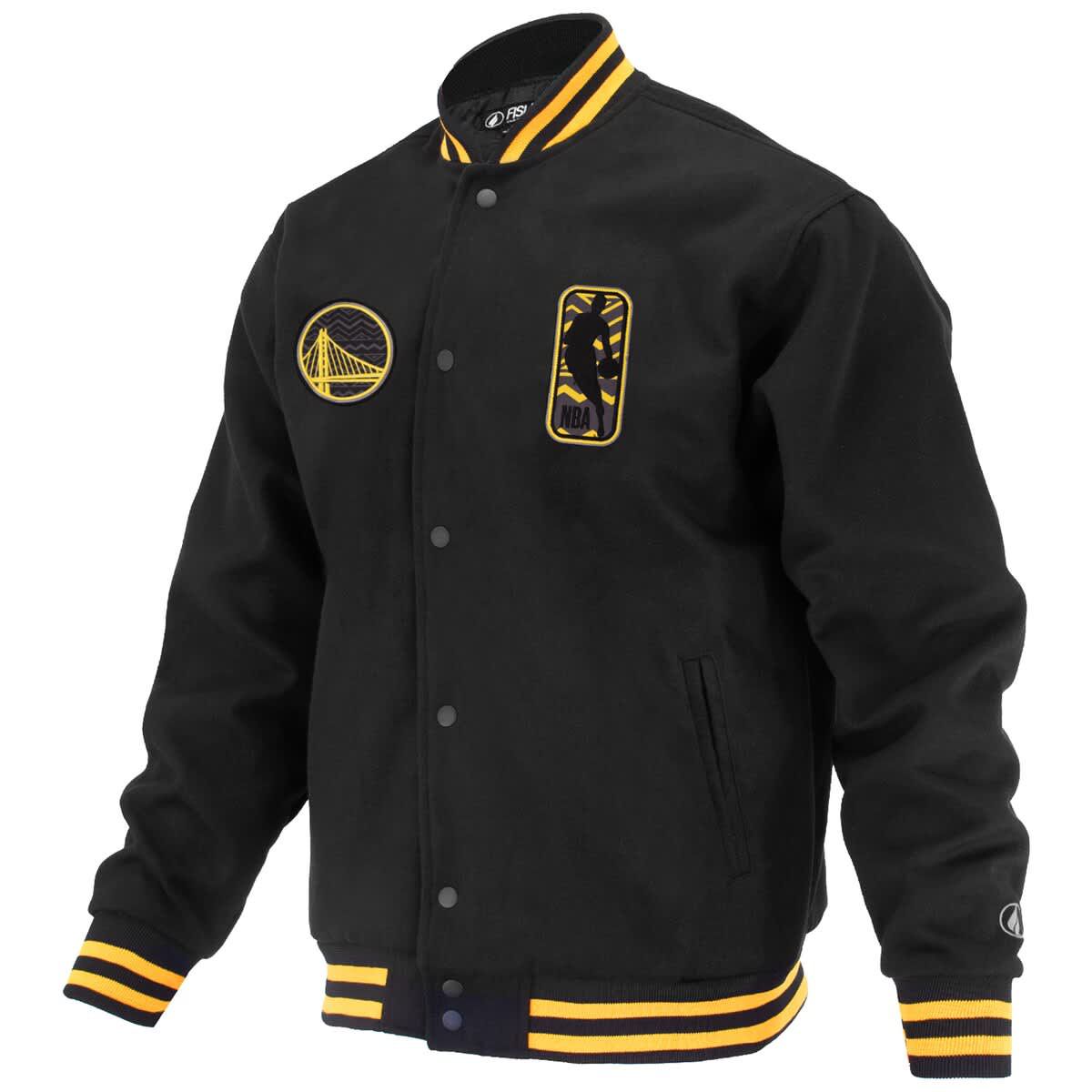 NBA Unisex Golden State Warriors Logoman Shadow Collection Full-Snap Varsity Jacket