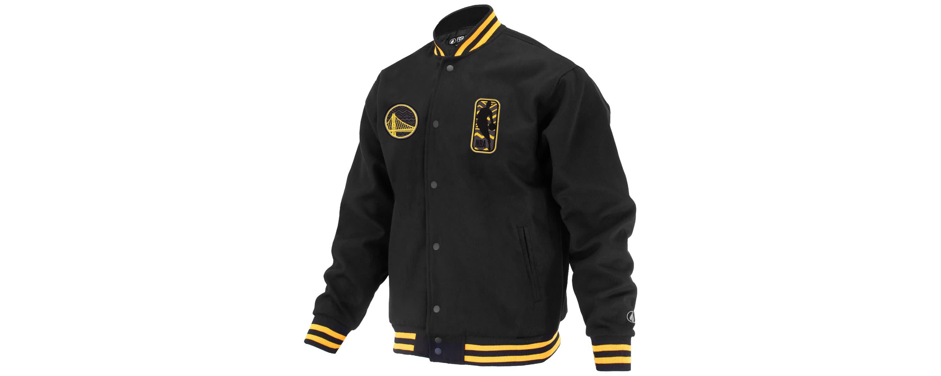 NBA Unisex Golden State Warriors Logoman Shadow Collection Full-Snap Varsity Jacket